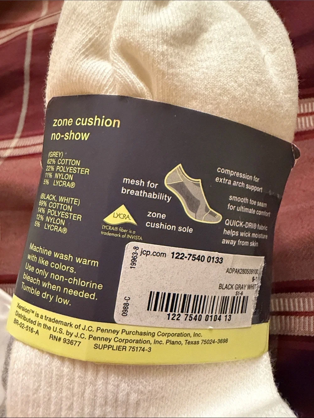 NEW Xersion new with tags 6 pairs no-show zone cushion socks quick dry size 4-10